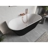 Mexen Oris freistehende Wandbadewanne mit Riffelung 150 x 75 cm, weiß/schwarz, Überlauf gebürstetes Kupfer - 52871507575-65