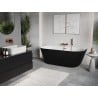 Mexen Oris freistehende Wandbadewanne mit Riffelung 150 x 75 cm, weiß/schwarz, Überlauf gebürstetes Kupfer - 52871507575-65