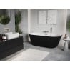 Mexen Oris freistehende gerillte Wanne 150 x 75 cm, weiß/schwarz, Überlauf gebürstetes Nickel - 52871507575-97