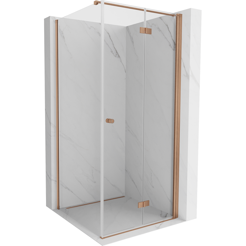 Mexen Mist-F faltbare Duschkabine rechts 85 x 85 cm, transparent, gebürstetes Kupfer - 8A6T-085-085-65-00-P