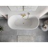 Mexen Oris freistehende wandnahe Rillen-Badewanne 170 x 80 cm, weiß, Überlauf gold - 52871708000-50