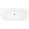 Mexen Oris freistehende wandnahe Rillen-Badewanne 170 x 80 cm, weiß, Überlauf gold - 52871708000-50