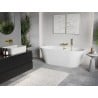 Mexen Oris freistehende wandnahe Rillen-Badewanne 170 x 80 cm, weiß, Überlauf gold - 52871708000-50