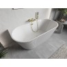 Mexen Oris freistehende wandnahe geriffelte Wanne 170 x 80 cm, weiß, Überlauf in gebürstetem Gold - 52871708000-55