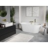 Mexen Oris freistehende wandnahe geriffelte Wanne 170 x 80 cm, weiß, Überlauf in gebürstetem Gold - 52871708000-55