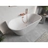 Mexen Oris freistehende wandstehende Wanne geriffelt 170 x 80 cm, weiß, Überlauf Roségold - 52871708000-60