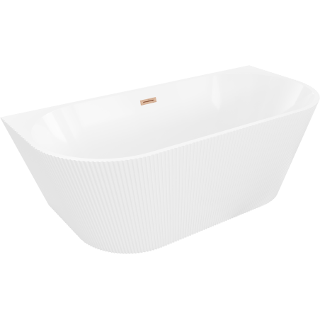 Mexen Oris freistehende gerillte Wandwanne 170 x 80 cm, weiß, Überlauf gebürstetes Kupfer - 52871708000-65