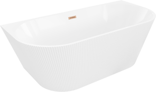 Mexen Oris freistehende gerillte Wandwanne 170 x 80 cm, weiß, Überlauf gebürstetes Kupfer - 52871708000-65
