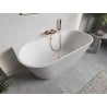 Mexen Oris freistehende gerillte Wandwanne 170 x 80 cm, weiß, Überlauf gebürstetes Kupfer - 52871708000-65