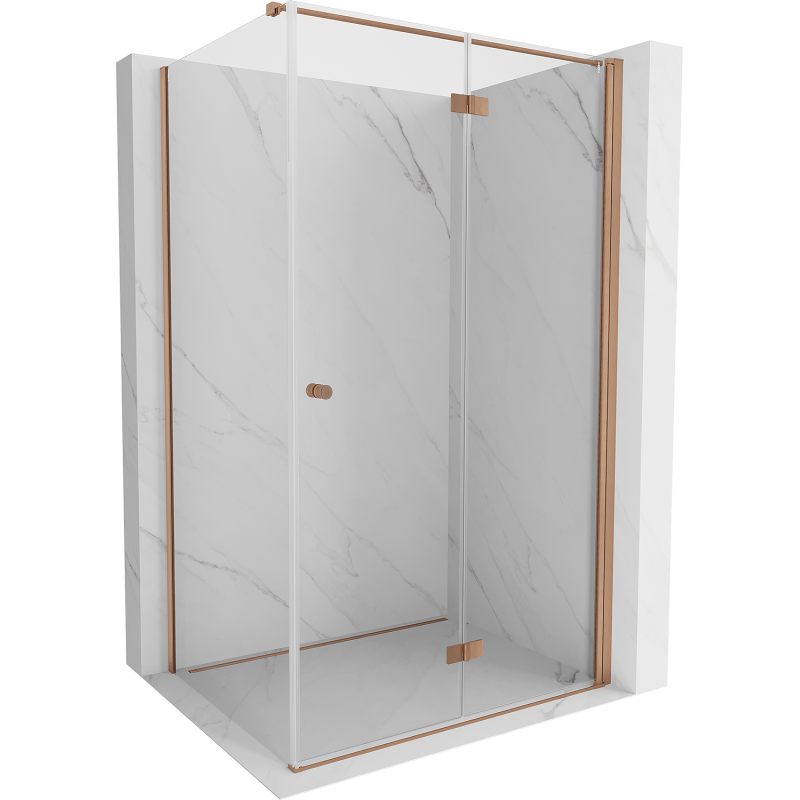 Mexen Mist-F Duschkabine klappbar rechts 100 x 90 cm, transparent, gebürstetes Kupfer - 8A6T-100-090-65-00-P