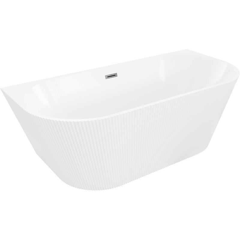 Mexen Oris freistehende, an der Wand befestigte, gerillte Badewanne 170 x 80 cm, weiß, gun gray gebürstet - 52871708000-66
