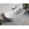 Mexen Oris freistehende, wandnahe, geriffelte Badewanne 170 x 80 cm, weiß, Überlauf gun gray gebürstet - 52871708000-66