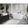 Mexen Oris freistehende, wandnahe, geriffelte Badewanne 170 x 80 cm, weiß, Überlauf gun gray gebürstet - 52871708000-66