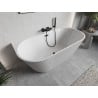 Mexen Oris freistehende, wandnahe, geriffelte Badewanne 170 x 80 cm, weiß, schwarzer Überlauf - 52871708000-70