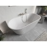 Mexen Oris freistehende halbwandige geriffelte Badewanne 170 x 80 cm, weiß, Überlauf gebürsteter Nickel - 52871708000-97