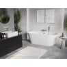Mexen Oris freistehende halbwandige geriffelte Badewanne 170 x 80 cm, weiß, Überlauf gebürsteter Nickel - 52871708000-97