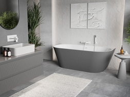 Mexen Oris freistehende wandstehende Wanne geriffelt 170 x 80 cm, weiß/grau, weißer Überlauf - 52871708062-20