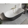 Mexen Oris freistehende, gerillte Wanne an der Wand 170 x 80 cm, weiß/grau, Überlauf gold - 52871708062-50