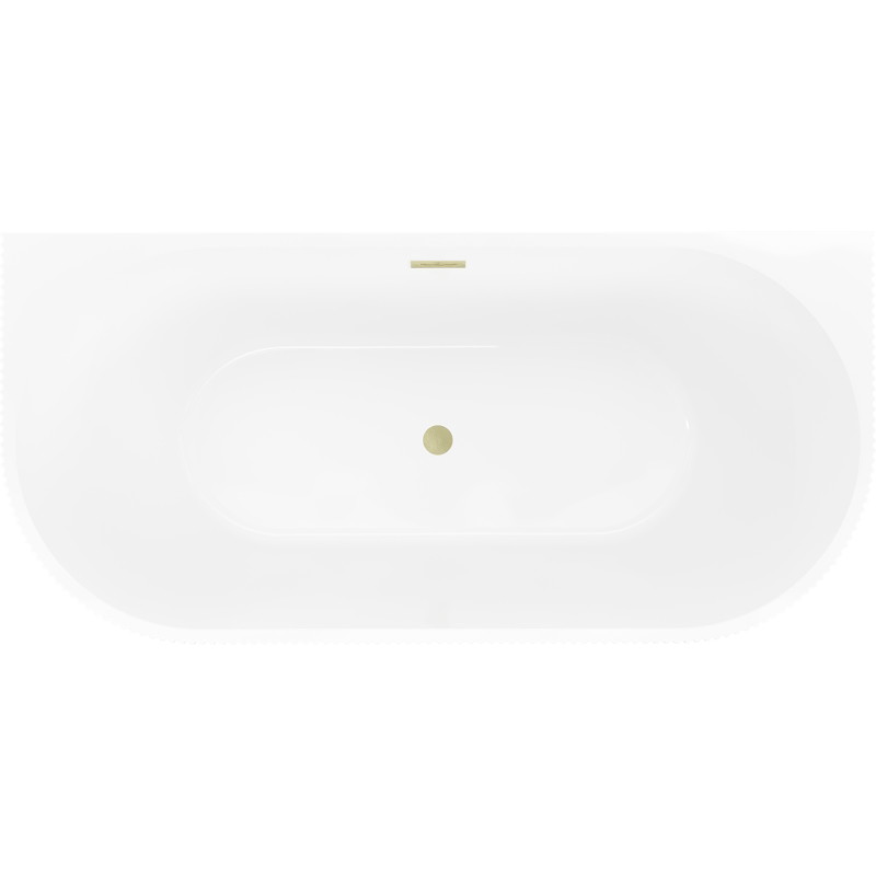 Mexen Oris freistehende Rillen-Badewanne 170 x 80 cm, weiß/grau, gold gebürsteter Überlauf - 52871708062-55