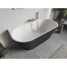 Mexen Oris freistehende wandnahe gerillte Wanne 170 x 80 cm, weiß/grau, Überlauf gold gebürstet - 52871708062-55