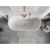 Mexen Oris freistehende Wandbadewanne geriffelt 170 x 80 cm, weiß/grau, Überlauf Roségold - 52871708062-60