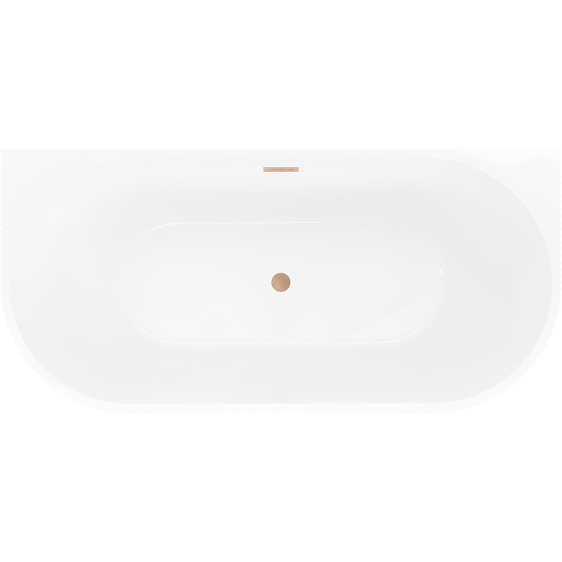 Mexen Oris freistehende geriffelte Wandwanne 170 x 80 cm, weiß/grau, Überlauf aus gebürstetem Kupfer - 52871708062-65