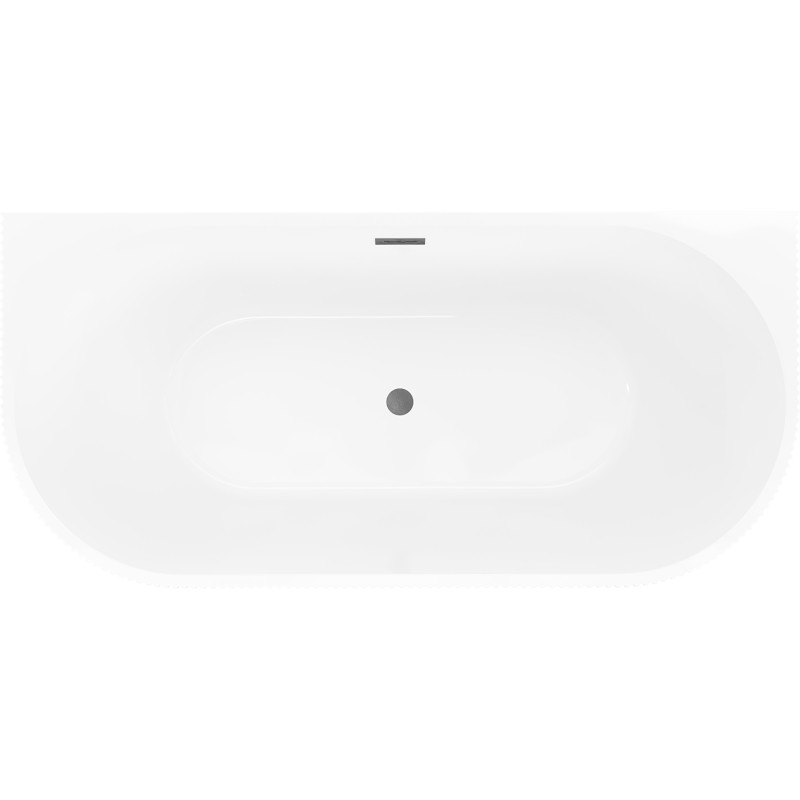 Mexen Oris freistehende geriffelte Wandbadewanne 170 x 80 cm, weiß/grau, Überlauf gebürstet gun gray - 52871708062-66