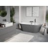 Mexen Oris freistehende gerillte Badewanne vor der Wand 170 x 80 cm, weiß/grau, Überlauf Gun Gray gebürstet - 52871708062-66