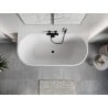 Mexen Oris freistehende, gerippte Wanne an der Wand 170 x 80 cm, weiß/grau, schwarzer Überlauf - 52871708062-70
