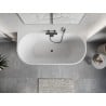 Mexen Oris freistehende, wandhängende, gerillte Wanne 170 x 80 cm, weiß/grau, Überlauf Gun Metal - 52871708062-95