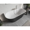 Mexen Oris freistehende an der Wand stehende geriffelte Badewanne 170 x 80 cm, weiß/grau, Ablauf aus gebürstetem Nickel