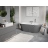 Mexen Oris freistehende an der Wand stehende geriffelte Badewanne 170 x 80 cm, weiß/grau, Ablauf aus gebürstetem Nickel