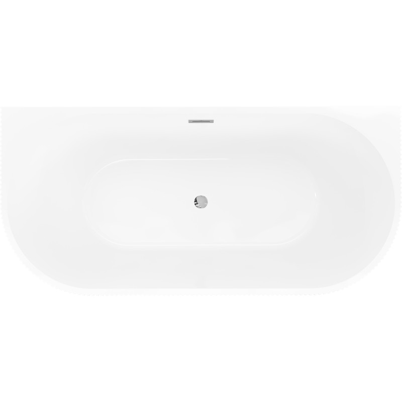 Mexen Oris freistehende Wand-Badewanne geriffelt 170 x 80 cm, weiß/schwarz, Überlauf chrom - 52871708075-01