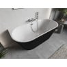 Mexen Oris freistehende Badewanne mit Wandanschluss, geriffelt, 170 x 80 cm, weiß/schwarz, chrom Überlauf - 52871708075-01