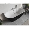 Mexen Oris freistehende Wand-Badewanne geriffelt 170 x 80 cm, weiß/schwarz, Überlauf chrom - 52871708075-01