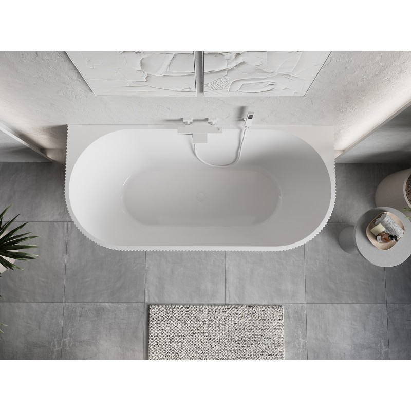 Mexen Oris freistehende gerillte Wanne 170 x 80 cm, weiß/schwarz, weißer Überlauf - 52871708075-20