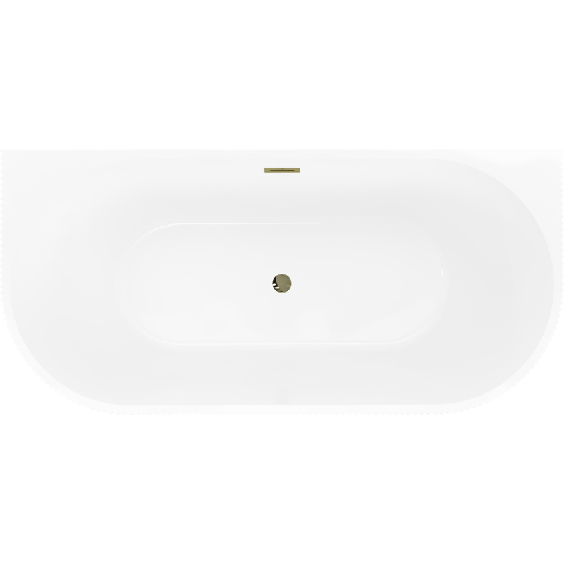 Mexen Oris freistehende Wandbadewanne gerillt 170 x 80 cm, weiß/schwarz, Überlauf gold - 52871708075-50