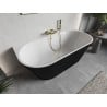 Mexen Oris freistehende, wandnahe, geriffelte Wanne 170 x 80 cm, weiß/schwarz, Überlauf gold gebürstet - 52871708075-55