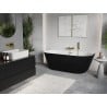 Mexen Oris freistehende, wandnahe, geriffelte Wanne 170 x 80 cm, weiß/schwarz, Überlauf gold gebürstet - 52871708075-55