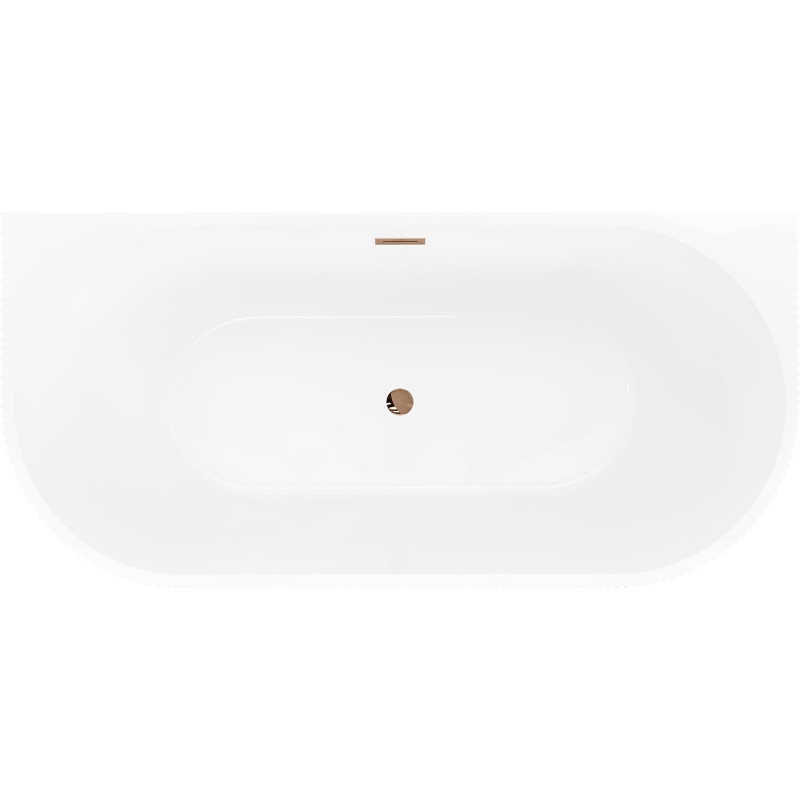 Mexen Oris freistehende gerillte Badewanne 170 x 80 cm, weiß/schwarz, Überlauf roségold - 52871708075-60