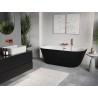 Mexen Oris freistehende, wandnahe, geriffelte Badewanne 170 x 80 cm, weiß/schwarz, Überlauf Roségold - 52871708075-60