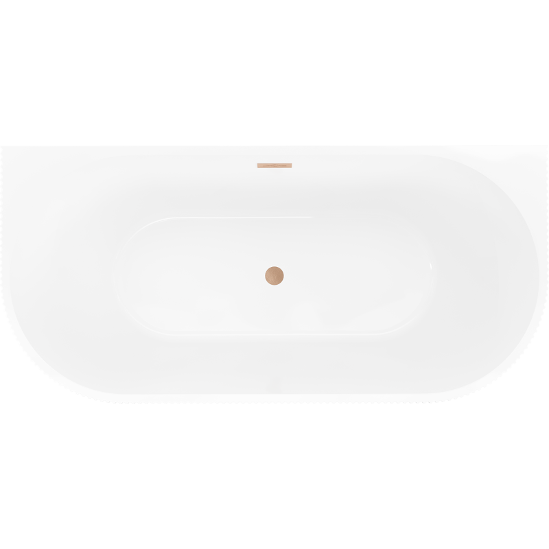 Mexen Oris freistehende, wandnahe, gerillte Badewanne 170 x 80 cm, weiß/schwarz, Überlauf gebürstetes Kupfer - 52871708075-65