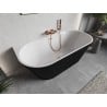Mexen Oris freistehende, wandnahe, gerillte Badewanne 170 x 80 cm, weiß/schwarz, Überlauf gebürstetes Kupfer - 52871708075-65