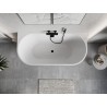 Mexen Oris freistehende Wandwanne gerillt 170 x 80 cm, weiß/schwarz, schwarzer Überlauf - 52871708075-70