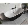 Mexen Oris freistehende wandstehende Riffelbadewanne 170 x 80 cm, weiß/schwarz, Überlauf schwarz - 52871708075-70