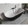 Mexen Oris freistehende Wandwanne gerillt 170 x 80 cm, weiß/schwarz, schwarzer Überlauf - 52871708075-70