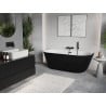 Mexen Oris freistehende wandstehende Riffelbadewanne 170 x 80 cm, weiß/schwarz, Überlauf schwarz - 52871708075-70