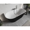 Mexen Oris freistehende, gerippte Wandbadewanne 170 x 80 cm, weiß/schwarz, Überlauf Gun Metal - 52871708075-95