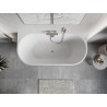Mexen Oris freistehende geriffelte Wanne 170 x 80 cm, weiß/schwarz, Überlauf gebürstetes Nickel - 52871708075-97