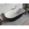 Mexen Oris freistehende geriffelte Wanne 170 x 80 cm, weiß/schwarz, Überlauf gebürstetes Nickel - 52871708075-97